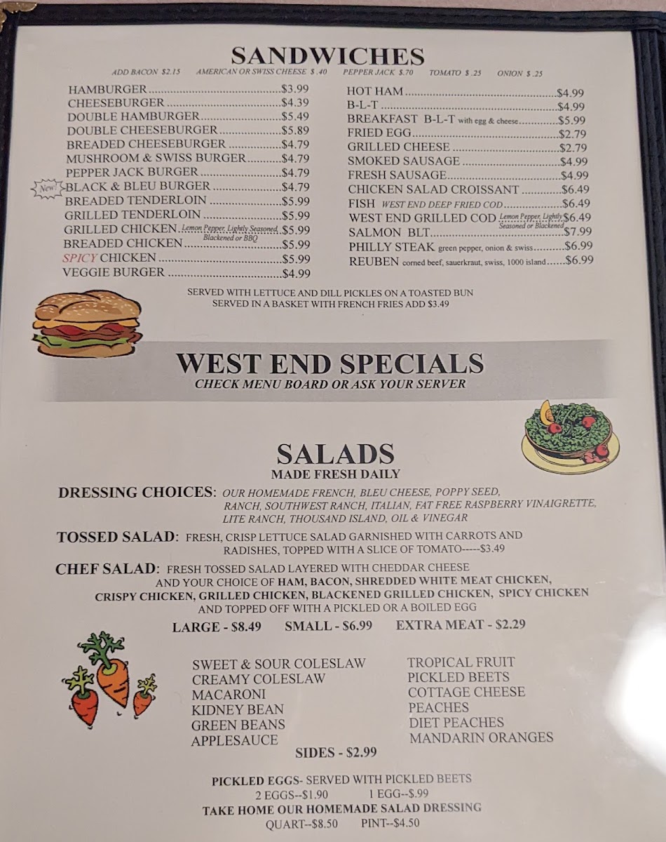 West End Restaurant Menu - Image 2