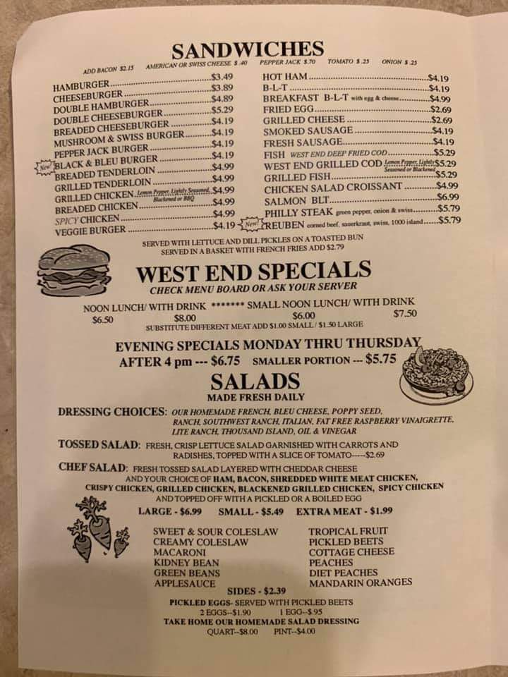 West End Restaurant Menu - Image 5